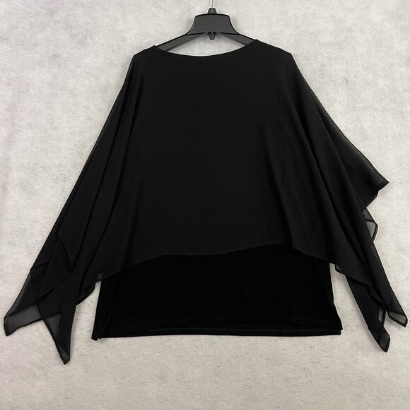 Chicos Travelers Chiffon Layered Blouse Size 3 US 16/18 Black Boat Neck Elegant - Picture 7 of 10